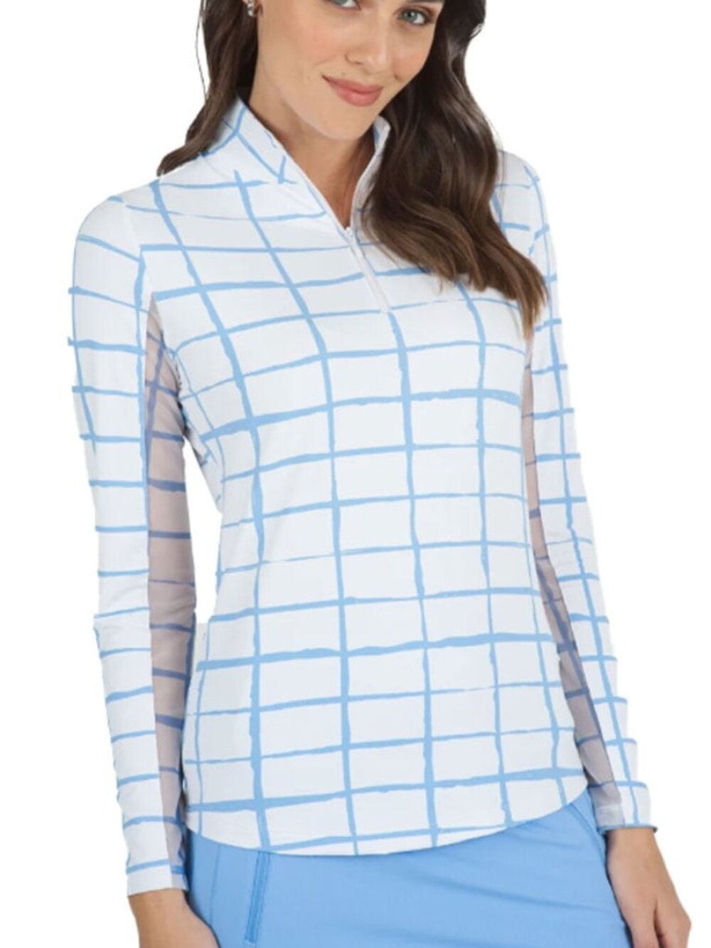 IBKUL / Cordova Long Sleeve Mock Neck Top/ Periwinkle-White/ Large/ V GoodCondit